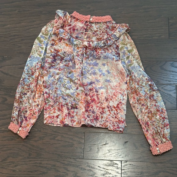 Anthropologie Ranna Gill Pink Floral Belle Blouse Size Small - Picture 12 of 14